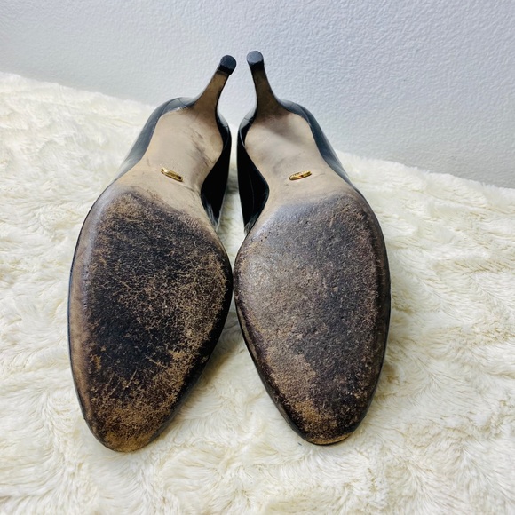 Escarpins Sergio Rossi à Plateforme Et Bout Ouvert - Cuir Vernis Noir, Taille 40, Occasion